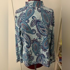 NWOT Croft&Barrow blue paisley long sleeve mock neck top, Size PXL